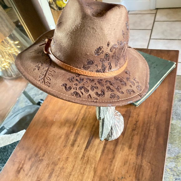 Boho hippie inspired hat- custom detailing trailing animal print-and sunflower. - Picture 8 of 9